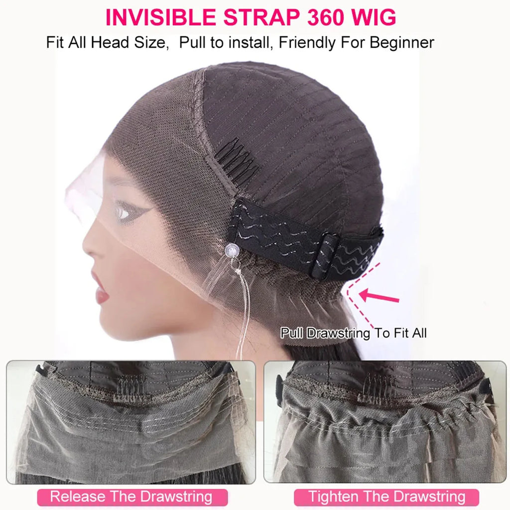 Invisible Strap Chocolate Brown 360 Full Hd Lace Front Wig 200% Density Deep Wave Frontal Wig Pre Cut Glueless Wig Human Hair