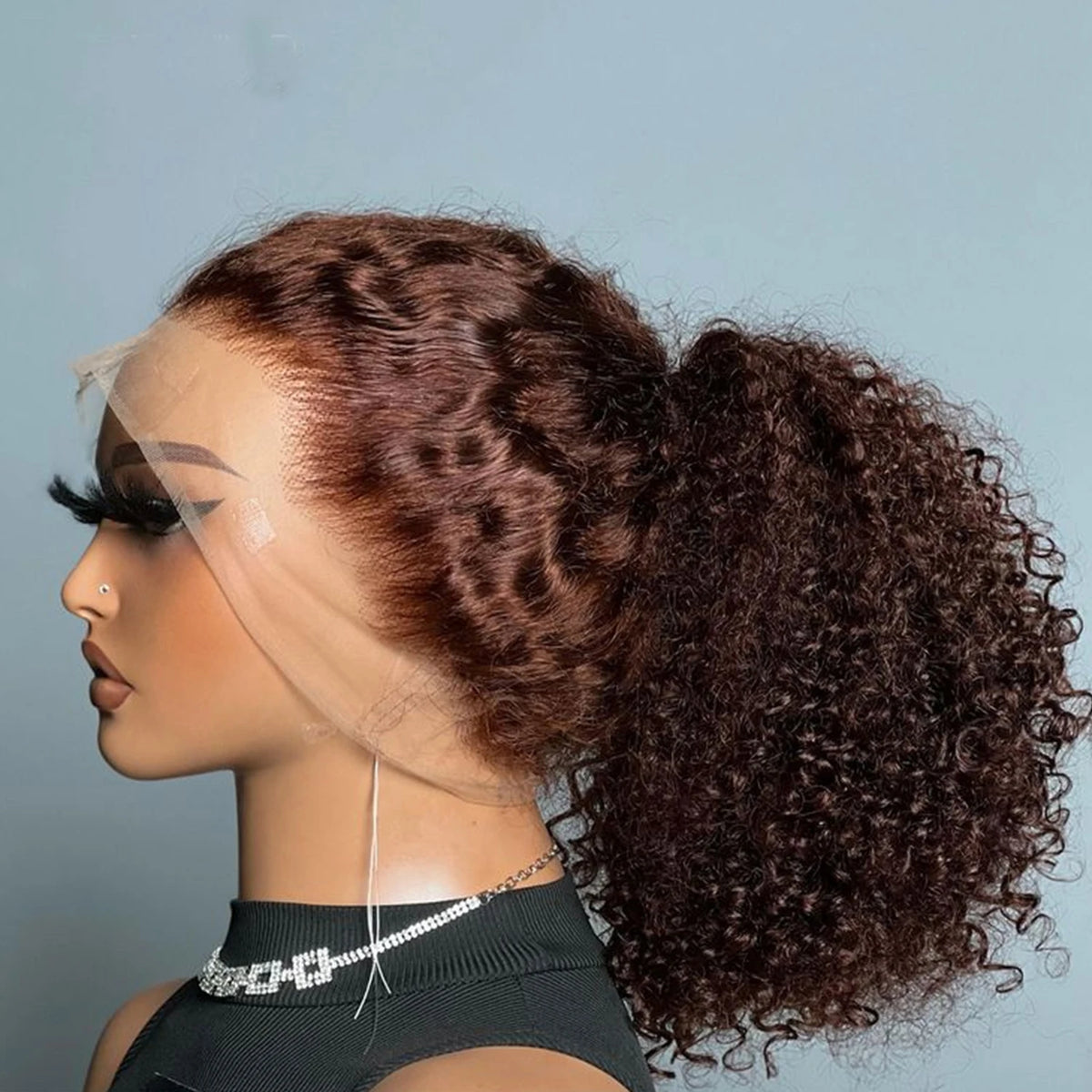Invisible Strap Chocolate Brown 360 Full Hd Lace Front Wig 200% Density Deep Wave Frontal Wig Pre Cut Glueless Wig Human Hair