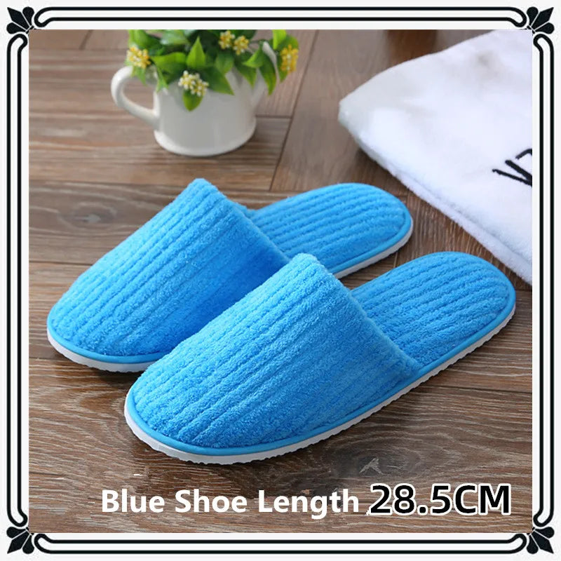 5 Pairs/Lot Mix Colors Men Women Disposable Hotel Slippers Cotton Slides Home Travel SPA Slipper Hospitality Cheap Footwear