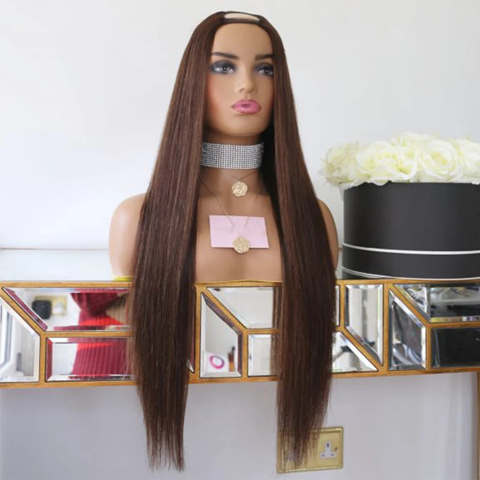 1B30 Honey Blonde Color Straight V Part Wig No Leave Out Glueless Brazilian Remy Human Hair Upgrade U Part Wigs For Black Women