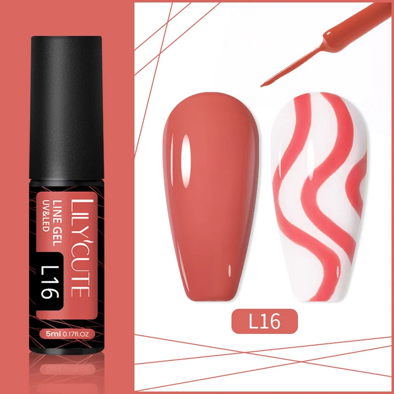 LILYCUTE 5ml Super-Bright Mirror Metallic Liner Gel Nail Polish Gold Silver French Style Drawing Stripe Nail Art Graffiti UV Gel