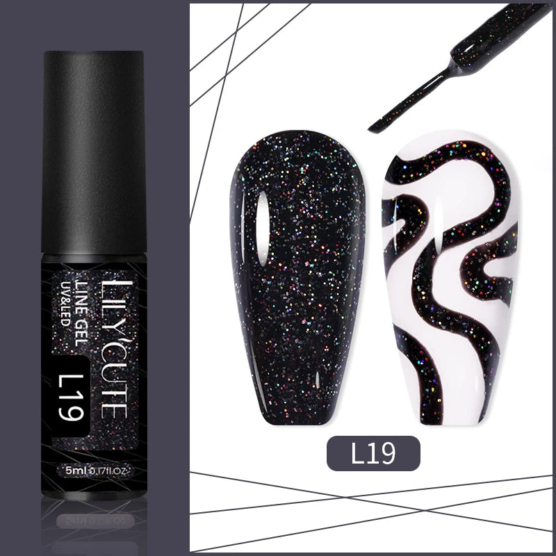 LILYCUTE 5ml Super-Bright Mirror Metallic Liner Gel Nail Polish Gold Silver French Style Drawing Stripe Nail Art Graffiti UV Gel