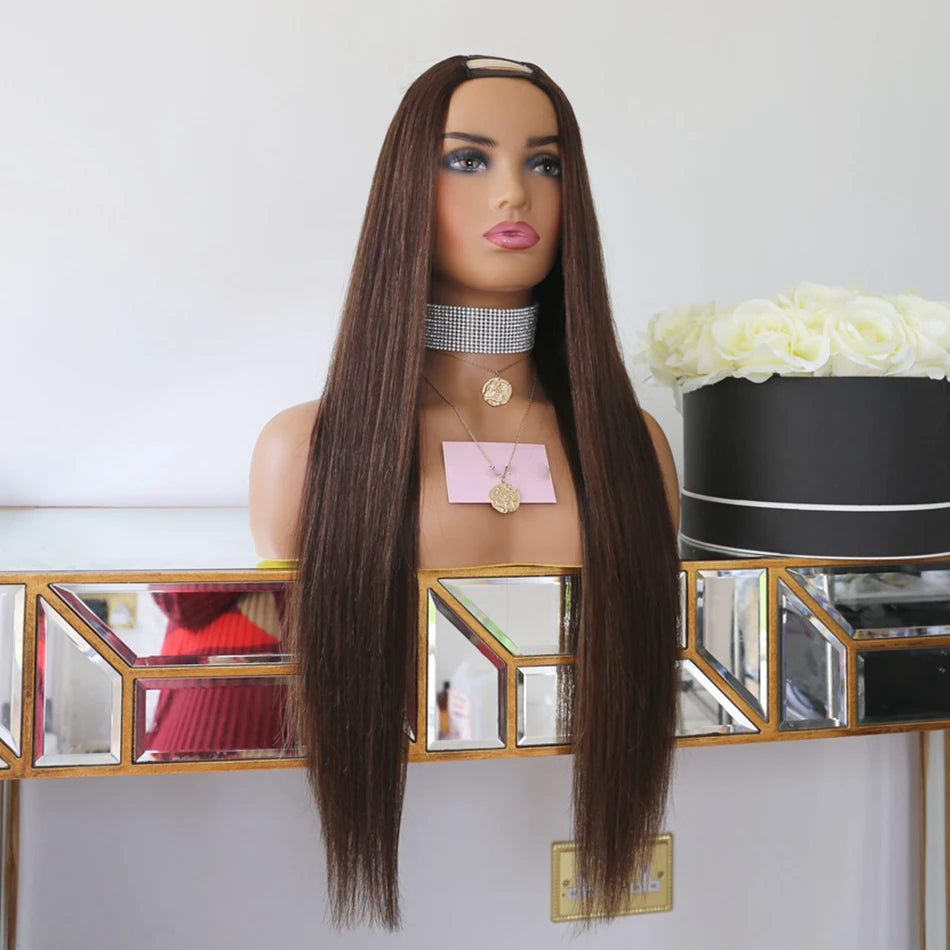 1B30 Honey Blonde Color Straight V Part Wig No Leave Out Glueless Brazilian Remy Human Hair Upgrade U Part Wigs For Black Women