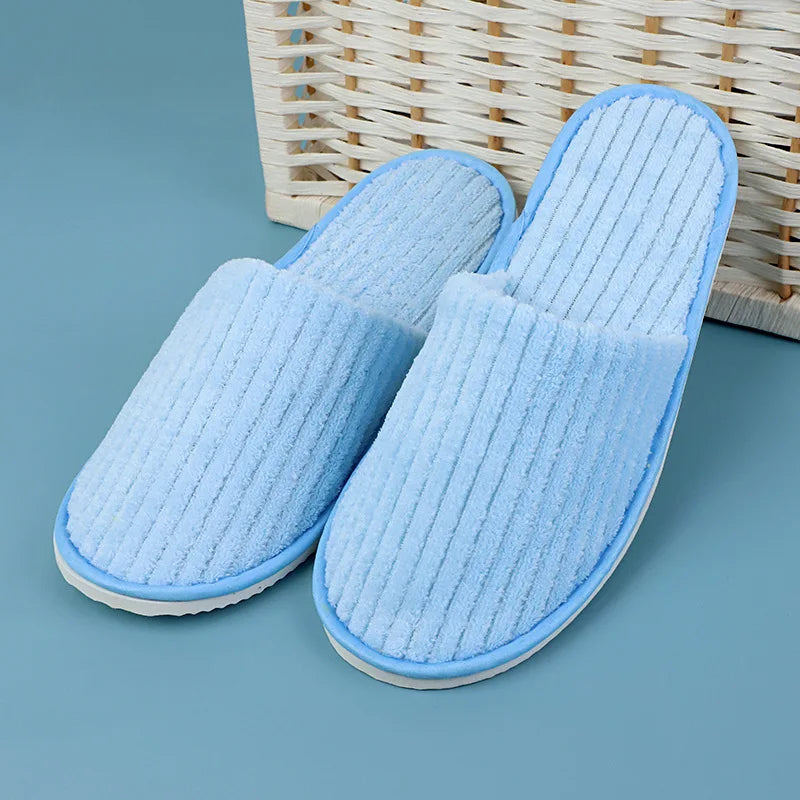 5 Pairs/Lot Mix Colors Men Women Disposable Hotel Slippers Cotton Slides Home Travel SPA Slipper Hospitality Cheap Footwear
