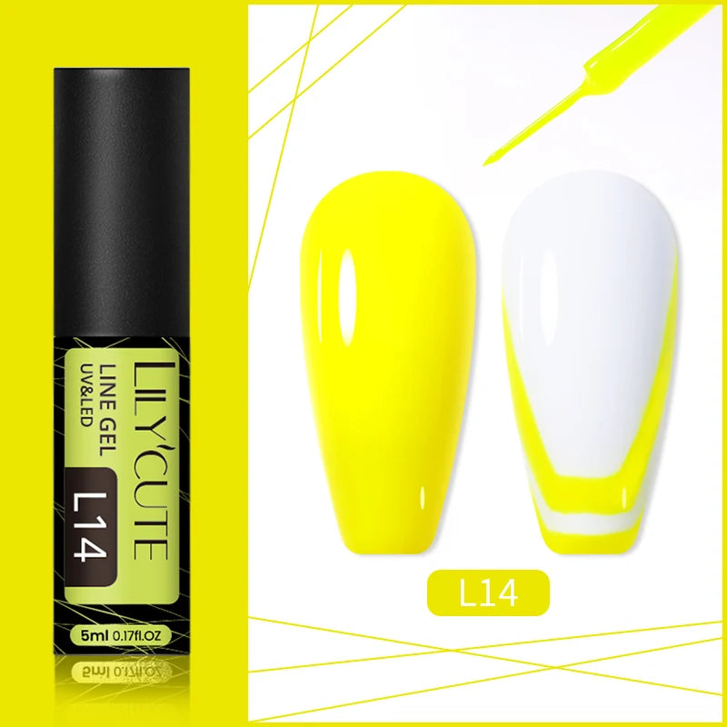 LILYCUTE 5ml Super-Bright Mirror Metallic Liner Gel Nail Polish Gold Silver French Style Drawing Stripe Nail Art Graffiti UV Gel
