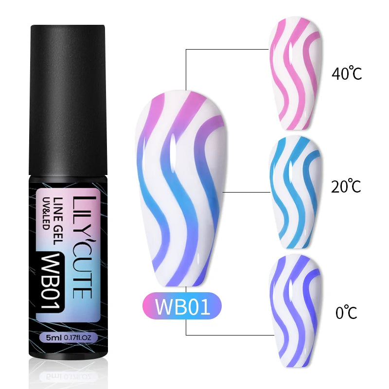 LILYCUTE 5ml Super-Bright Mirror Metallic Liner Gel Nail Polish Gold Silver French Style Drawing Stripe Nail Art Graffiti UV Gel