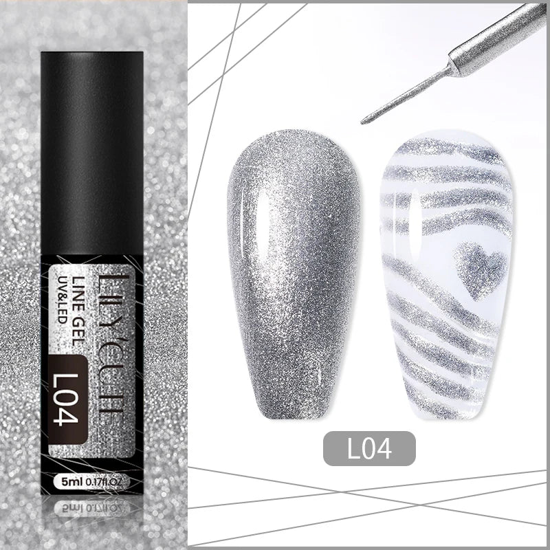 LILYCUTE 5ml Super-Bright Mirror Metallic Liner Gel Nail Polish Gold Silver French Style Drawing Stripe Nail Art Graffiti UV Gel