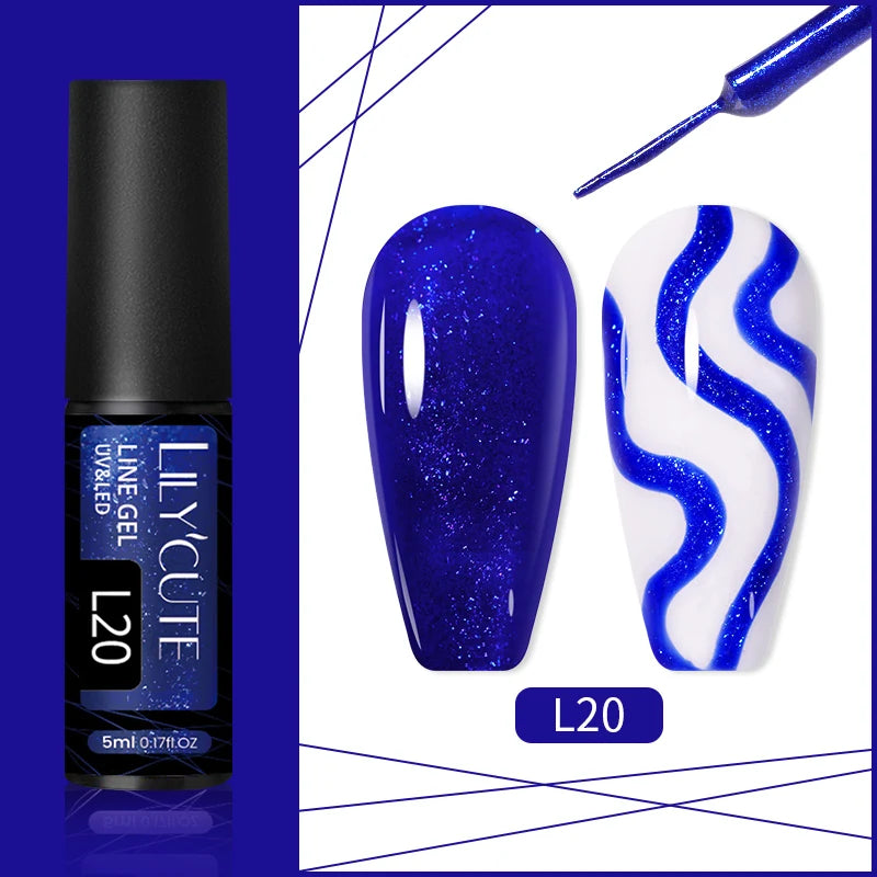 LILYCUTE 5ml Super-Bright Mirror Metallic Liner Gel Nail Polish Gold Silver French Style Drawing Stripe Nail Art Graffiti UV Gel