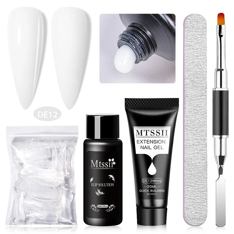 MTSSII 20m Extension Nail Gel Set Manicure Set Finger Quick Buliding Extension Gel Nail Polish Kit Soak Off UV Gel LED Nail Art