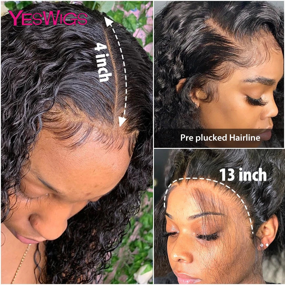 HD 13x6 Deep Curly Lace Front Human Hair Wigs Pre Plucked Brazilian 30 Inch Water Wave Glueless Lace Frontal Wig Raw Human Hair