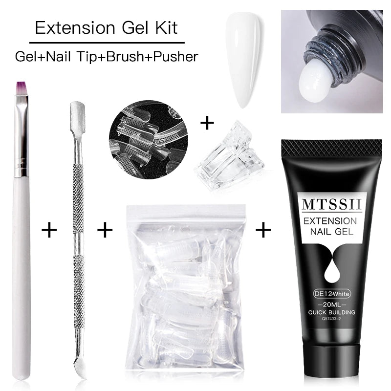 MTSSII 20m Extension Nail Gel Set Manicure Set Finger Quick Buliding Extension Gel Nail Polish Kit Soak Off UV Gel LED Nail Art