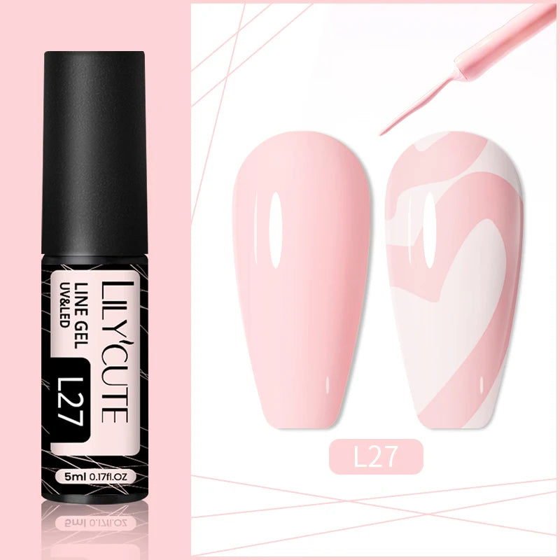 LILYCUTE 5ml Super-Bright Mirror Metallic Liner Gel Nail Polish Gold Silver French Style Drawing Stripe Nail Art Graffiti UV Gel