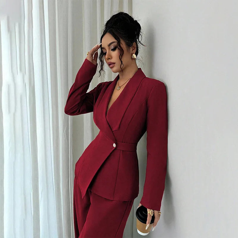 Ensemble 2 Pièces Femme – Veste de Tailleur & Pantalon, Style Bureau & Soirée Chic