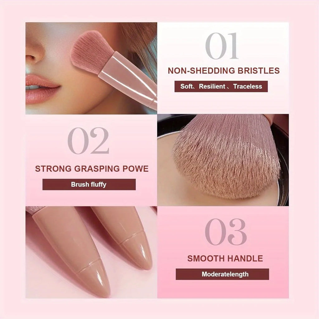 Mini 5-Piece Portable Makeup Brush Set With Mirror - Makeup Brush Travel Set, Eyeshadow Brush Tool