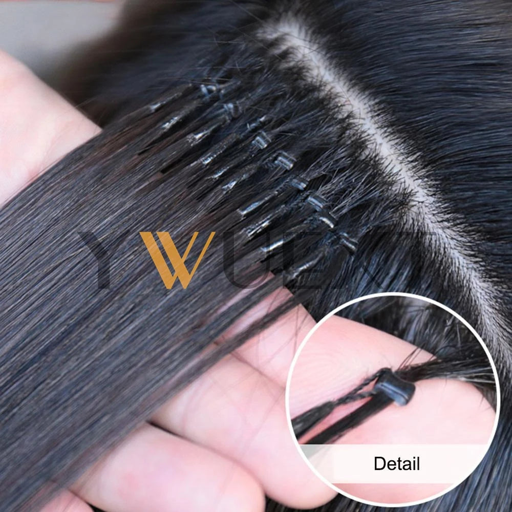 8D Human Hair Extensions Blonde 12"-24" Nano Ring Link Extensions 0.6g/s Machine Remy Human Microlink Beads Hair 30g/pack