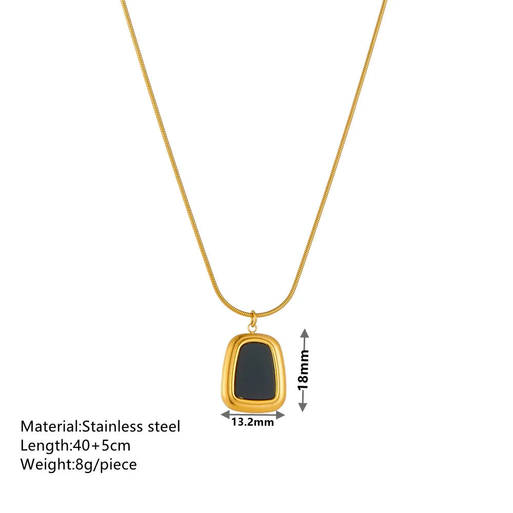 wholesale prices 18K Gold Plated trapezoid Perfume Bottle Pendant Necklace Earring Stainless Steel Jewelry Set For Women