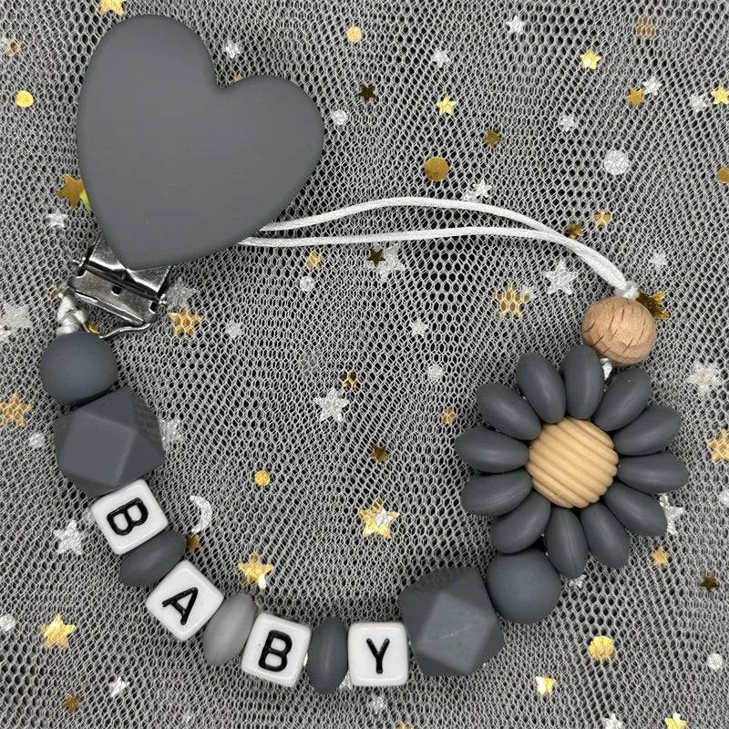Custom Personalized Name Pacifier Clips BPA Free Silicone Baby Pacifier Clips Colorful Pacifier Chain Holder Teething