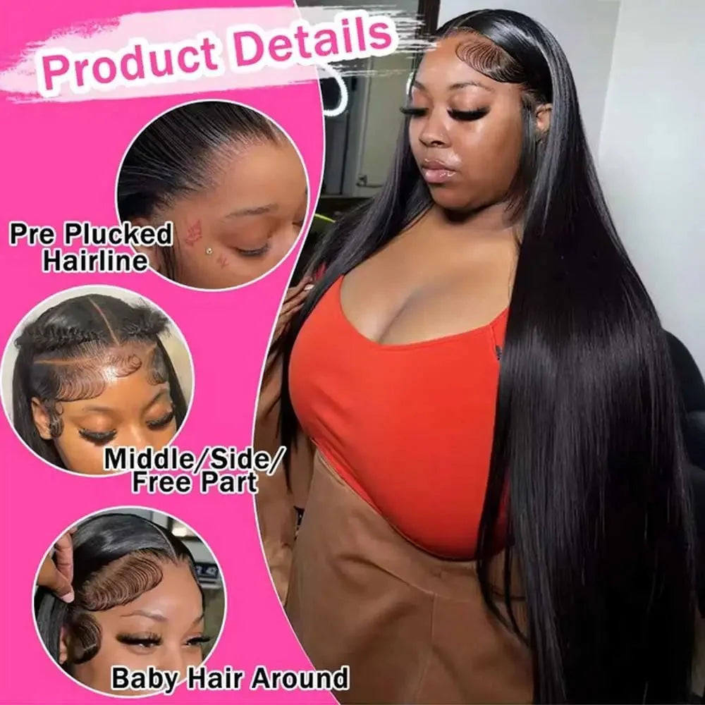 30 40 Inch Straight Human Hair Wigs 13x4 13x6 HD Lace Frontal Wigs For Women Glueless Bone Straight Lace Front Human Hair Wigs