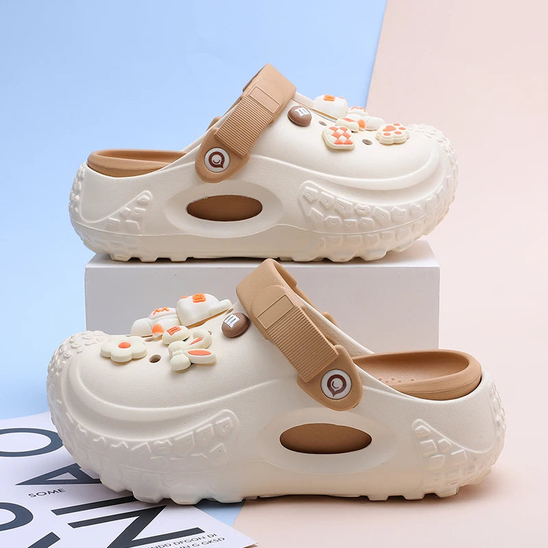 Women's Trendy Platform Clogs, Cartoon Animation Hollow Summer Beach Slide Shoes, Fashion Outdoor Garden Sandals
