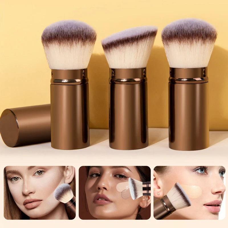 XH 1/2PCS Retractable Foundation Makeup Brush Flat/Angle Brush For Powder Blush Black Brown Gold Concealer Portable Makeup Tools
