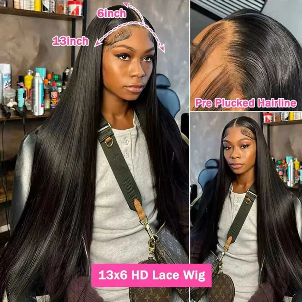30 40 Inch Straight Human Hair Wigs 13x4 13x6 HD Lace Frontal Wigs For Women Glueless Bone Straight Lace Front Human Hair Wigs