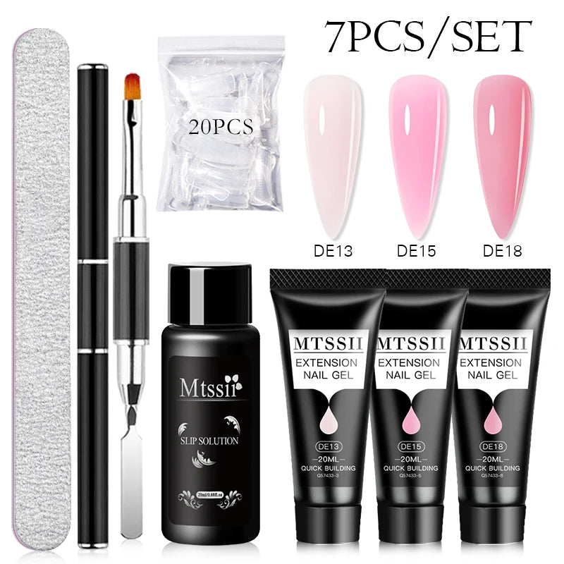MTSSII 20m Extension Nail Gel Set Manicure Set Finger Quick Buliding Extension Gel Nail Polish Kit Soak Off UV Gel LED Nail Art