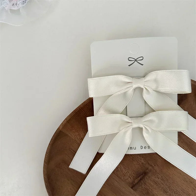 2Pcs Simplicity Sweet Bow Kid Hair Clips Baby Girls Black White Color Bow Chic BB Clip Children Hairpin Fashion Hair Accessories