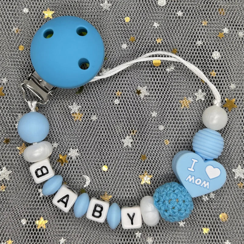Custom Personalized Name Pacifier Clips BPA Free Silicone Baby Pacifier Clips Colorful Pacifier Chain Holder Teething