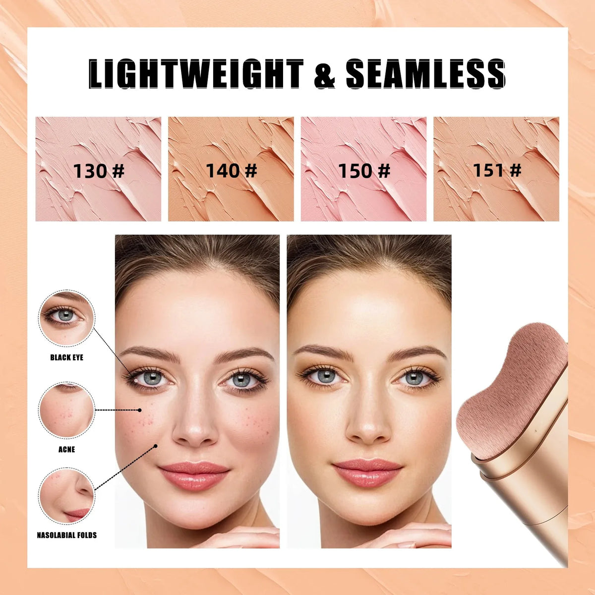 Eraser Concealer Stick Cover Dark Circles Freckles Tattoo Moisturizing Waterproof Lightweight 2 In 1 Brush Makeup Base Cream