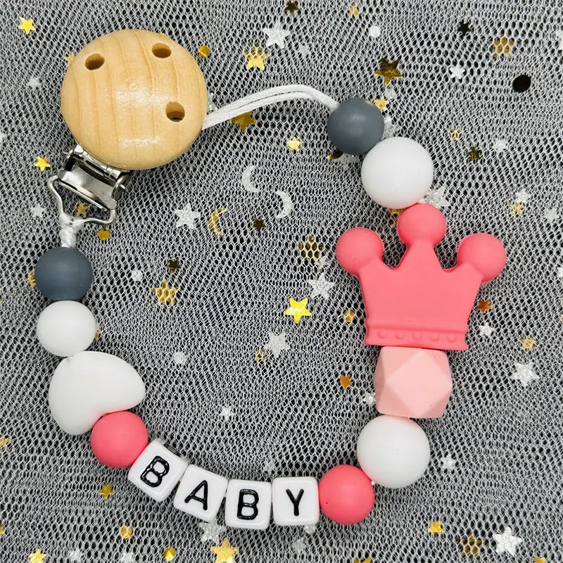 Custom Personalized Name Pacifier Clips BPA Free Silicone Baby Pacifier Clips Colorful Pacifier Chain Holder Teething