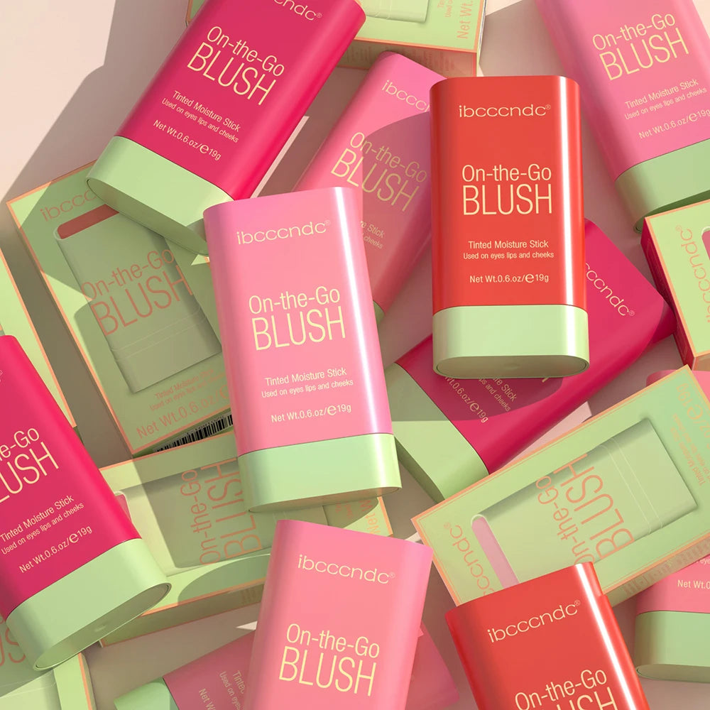 Long Lasting Non-Fading Silky Smooth Cream Blush for Cheeks1 Piece Lips Eyes Christmas Gift Smudge-Proof Multi-Use Blush Stick