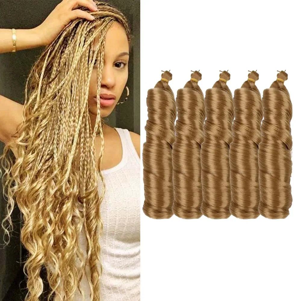 3/5Packs 24Inch Synthetic French Curls Crochet Hair Pre-Stretched Loose Wave Braiding Hair Ombre Loose Curly Braids Braids Hair