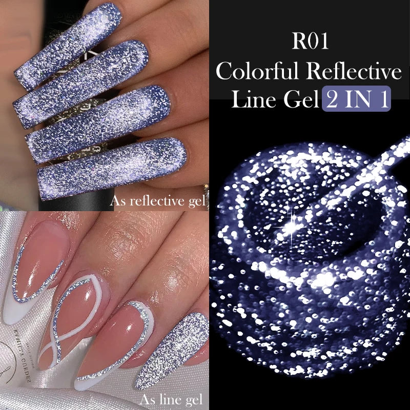 LILYCUTE 5ml Super-Bright Mirror Metallic Liner Gel Nail Polish Gold Silver French Style Drawing Stripe Nail Art Graffiti UV Gel