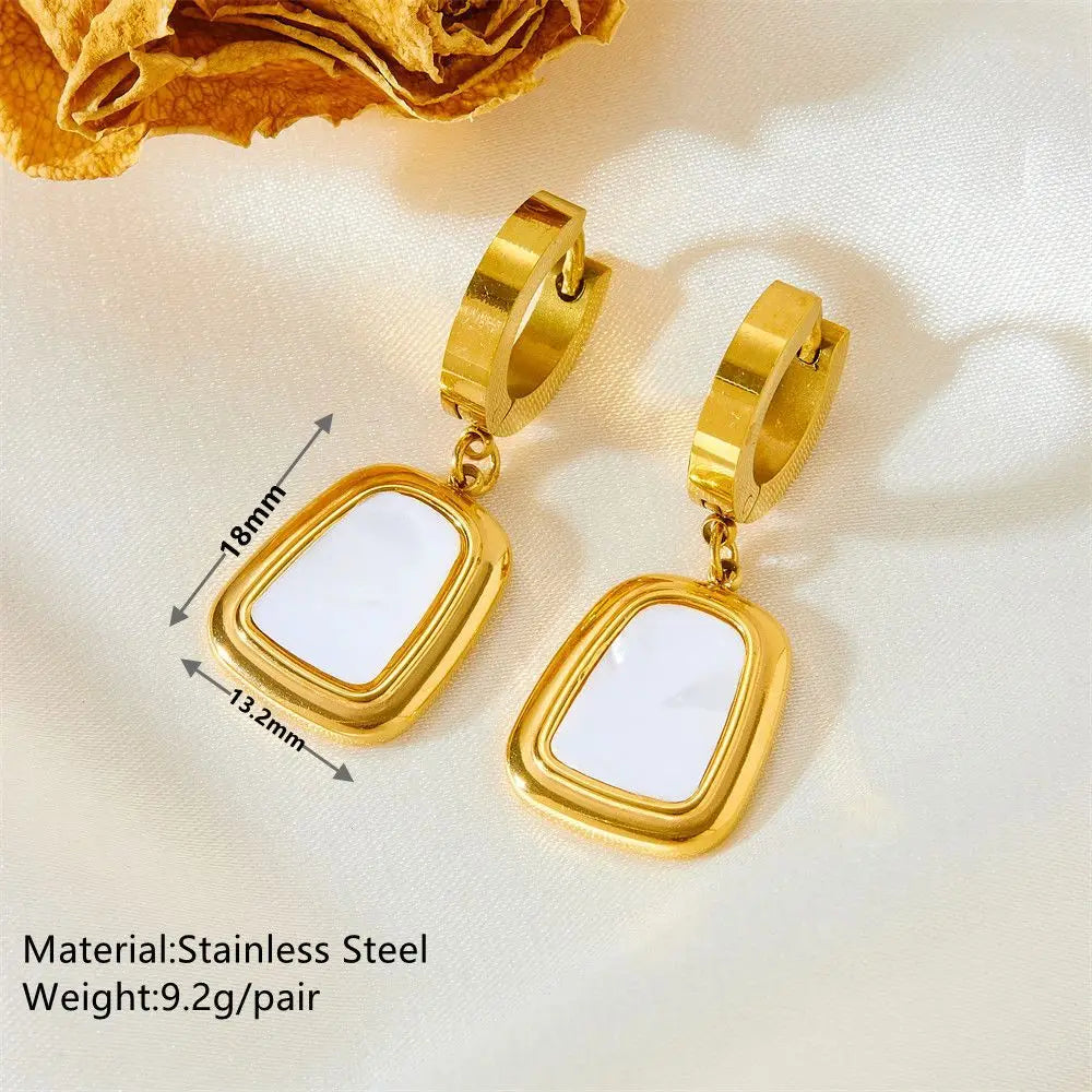 wholesale prices 18K Gold Plated trapezoid Perfume Bottle Pendant Necklace Earring Stainless Steel Jewelry Set For Women