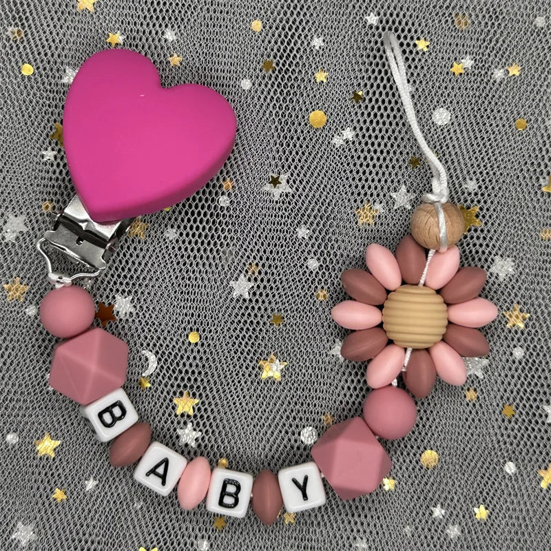 Custom Personalized Name Pacifier Clips BPA Free Silicone Baby Pacifier Clips Colorful Pacifier Chain Holder Teething