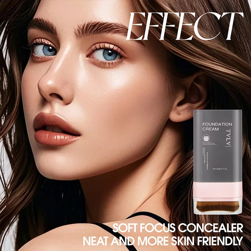 Concealing Foundation Stick 5 Shades With Built-In Brush,  Brighten Lightweight and Waterproof Formula Face Contour Stick Makeup
