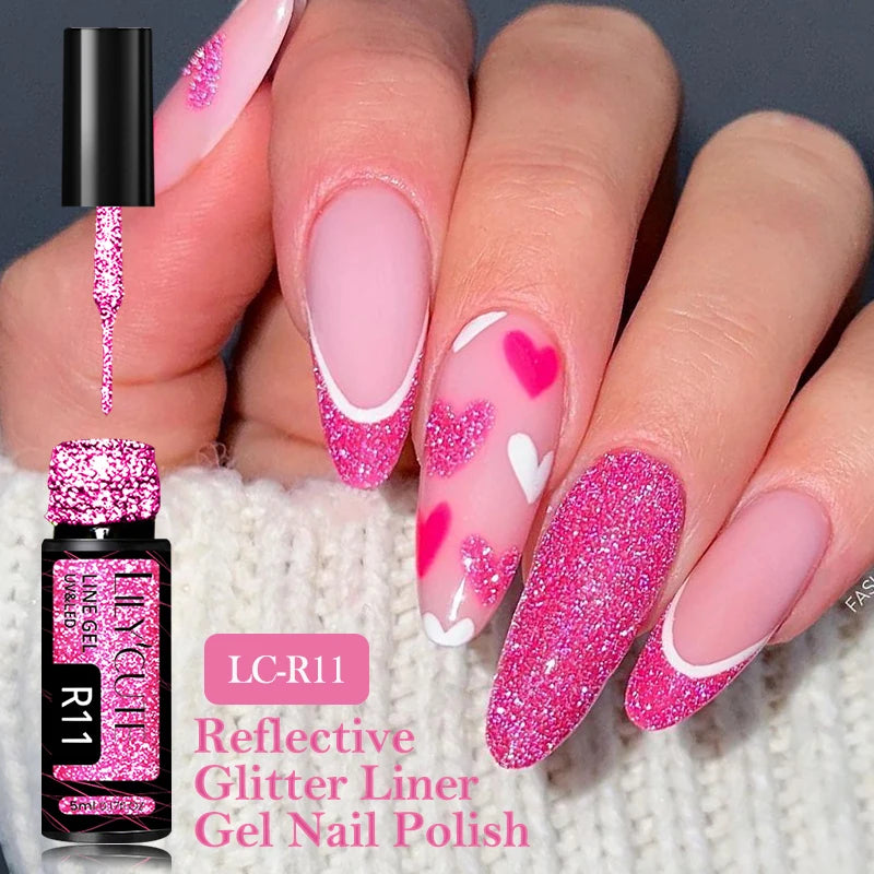 LILYCUTE 5ml Super-Bright Mirror Metallic Liner Gel Nail Polish Gold Silver French Style Drawing Stripe Nail Art Graffiti UV Gel