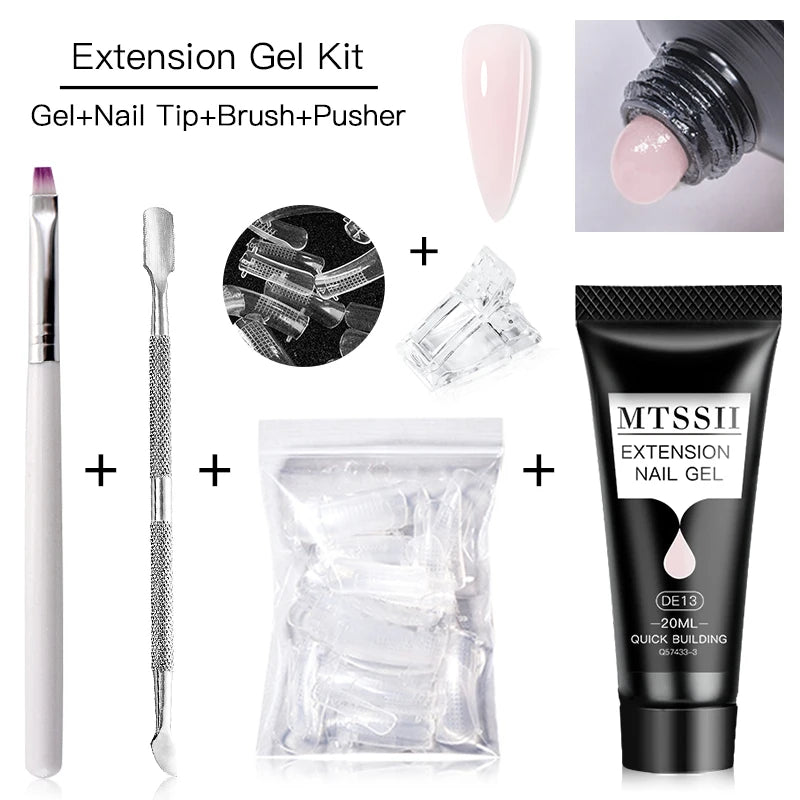 MTSSII 20m Extension Nail Gel Set Manicure Set Finger Quick Buliding Extension Gel Nail Polish Kit Soak Off UV Gel LED Nail Art