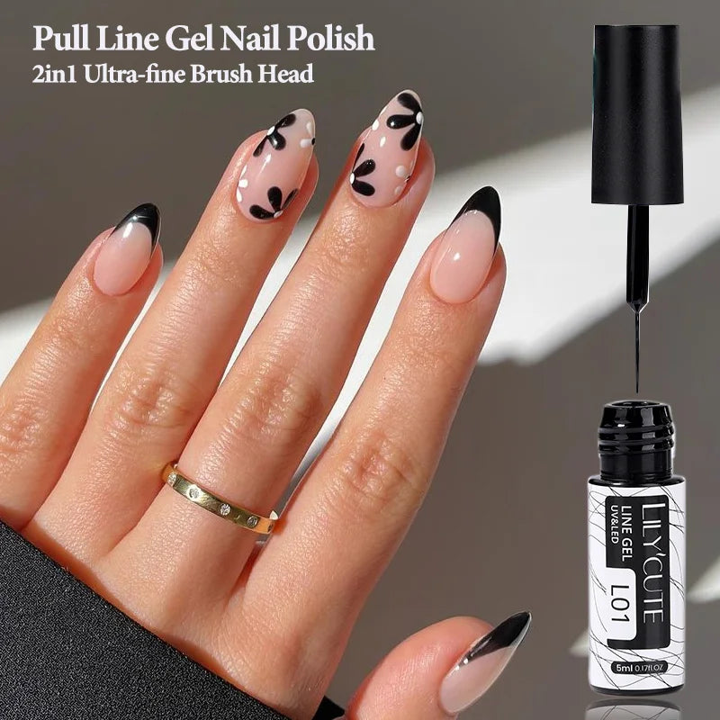LILYCUTE 5ml Super-Bright Mirror Metallic Liner Gel Nail Polish Gold Silver French Style Drawing Stripe Nail Art Graffiti UV Gel