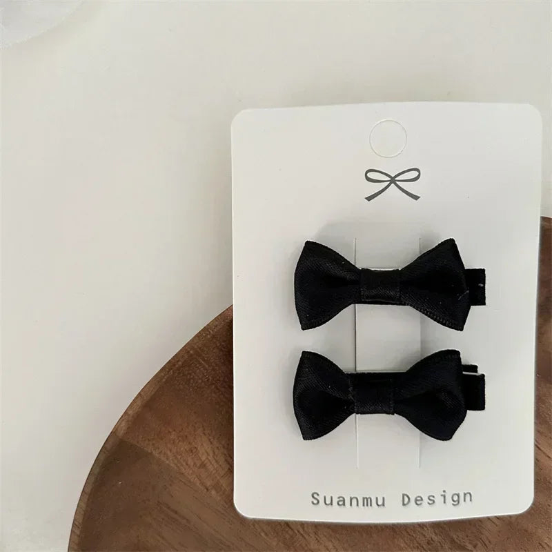2Pcs Simplicity Sweet Bow Kid Hair Clips Baby Girls Black White Color Bow Chic BB Clip Children Hairpin Fashion Hair Accessories
