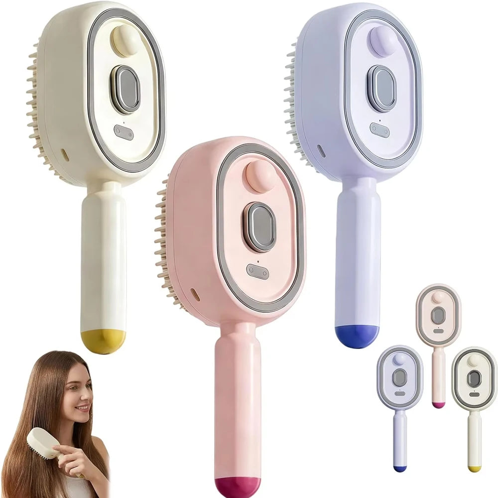 Electric Spray Hair Brush Rechargeable Water Spray Hair Brush Anti-Static Hair Brush Reduce Frizz Electric Steam Massage Comb