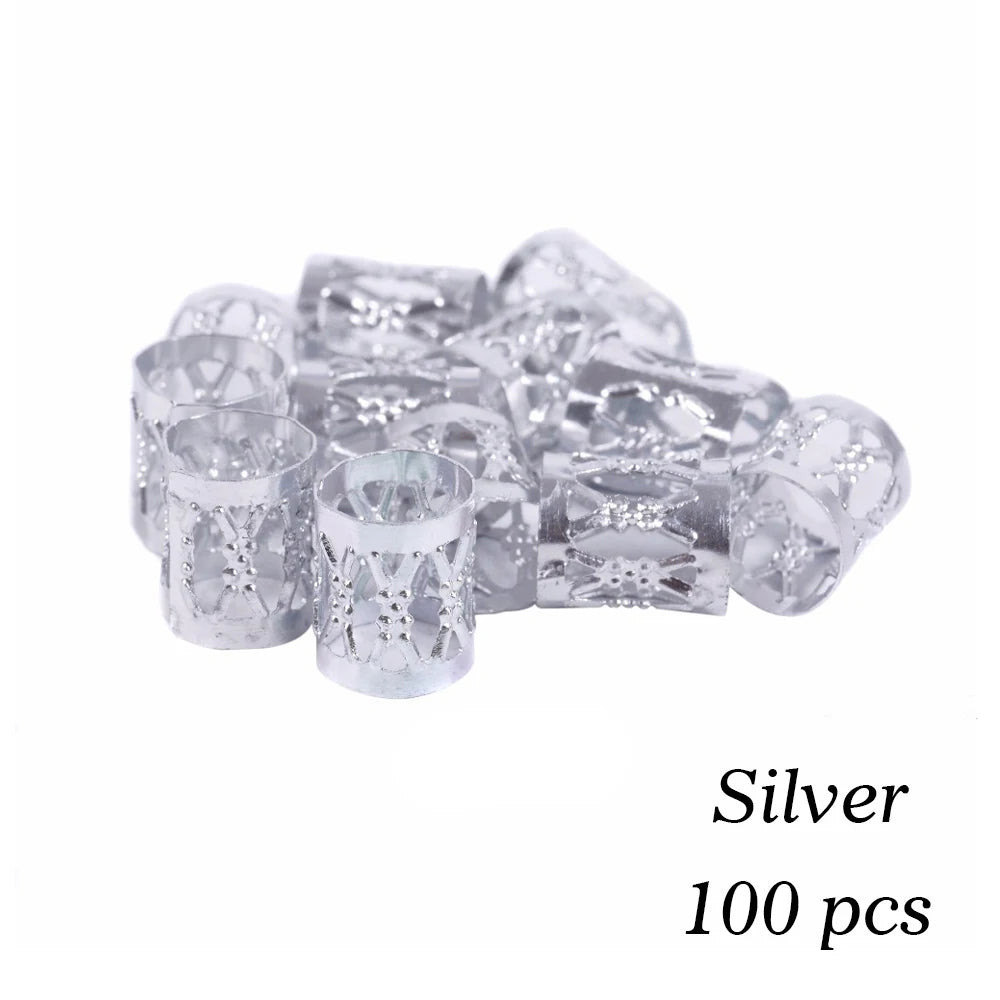 Plussign Dreadlock Hair Rings For Braid Hair Styling Adjustable Hair Braids Beads Cuff Aluminium Hair Accessories 50Pcs/100Pcs