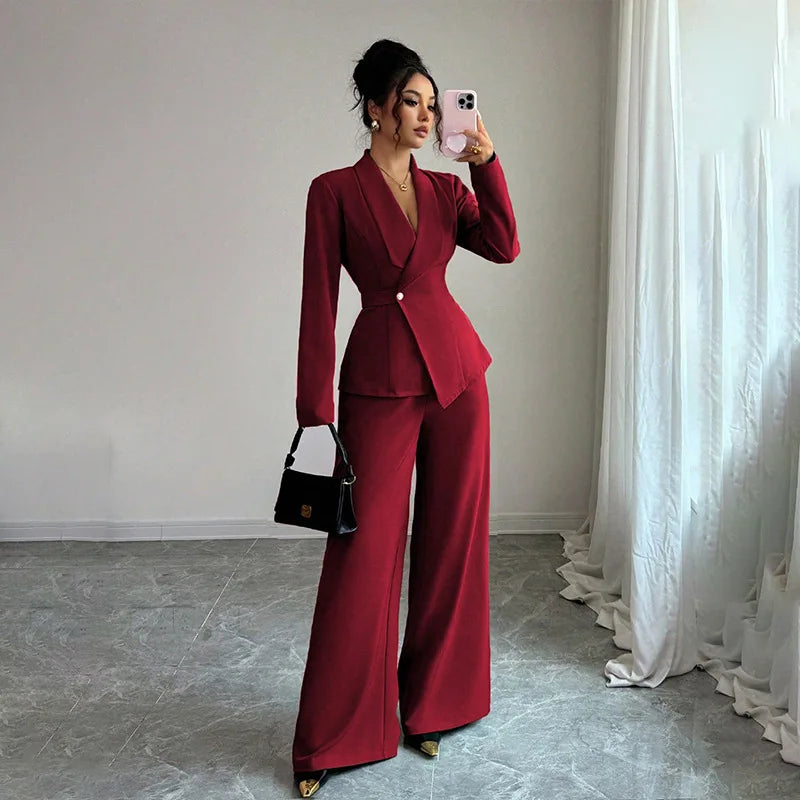 Ensemble 2 Pièces Femme – Veste de Tailleur & Pantalon, Style Bureau & Soirée Chic