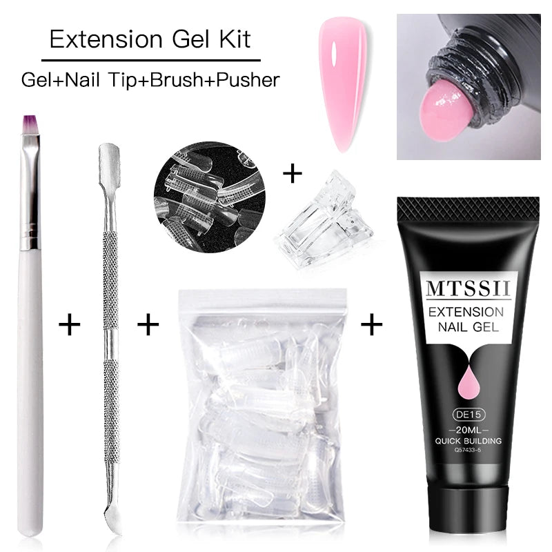 MTSSII 20m Extension Nail Gel Set Manicure Set Finger Quick Buliding Extension Gel Nail Polish Kit Soak Off UV Gel LED Nail Art