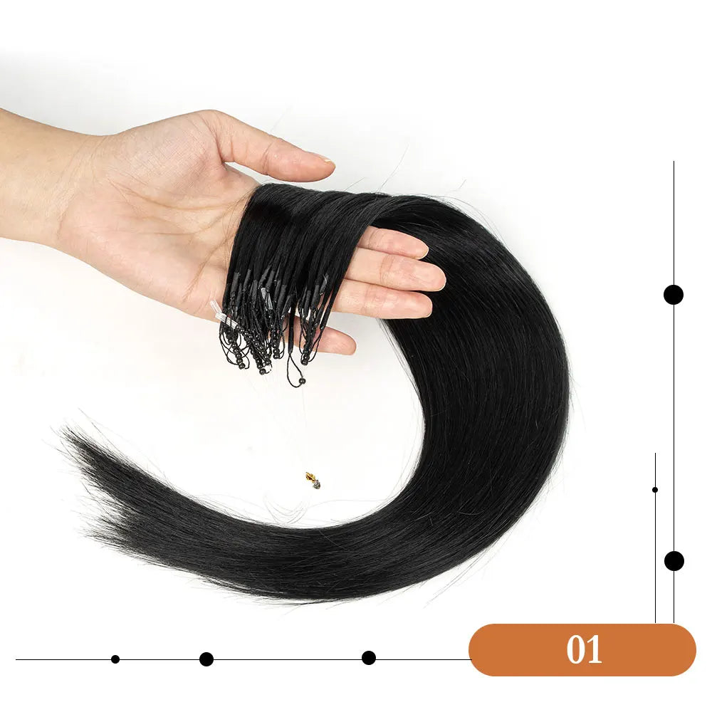 8D Human Hair Extensions Blonde 12"-24" Nano Ring Link Extensions 0.6g/s Machine Remy Human Microlink Beads Hair 30g/pack