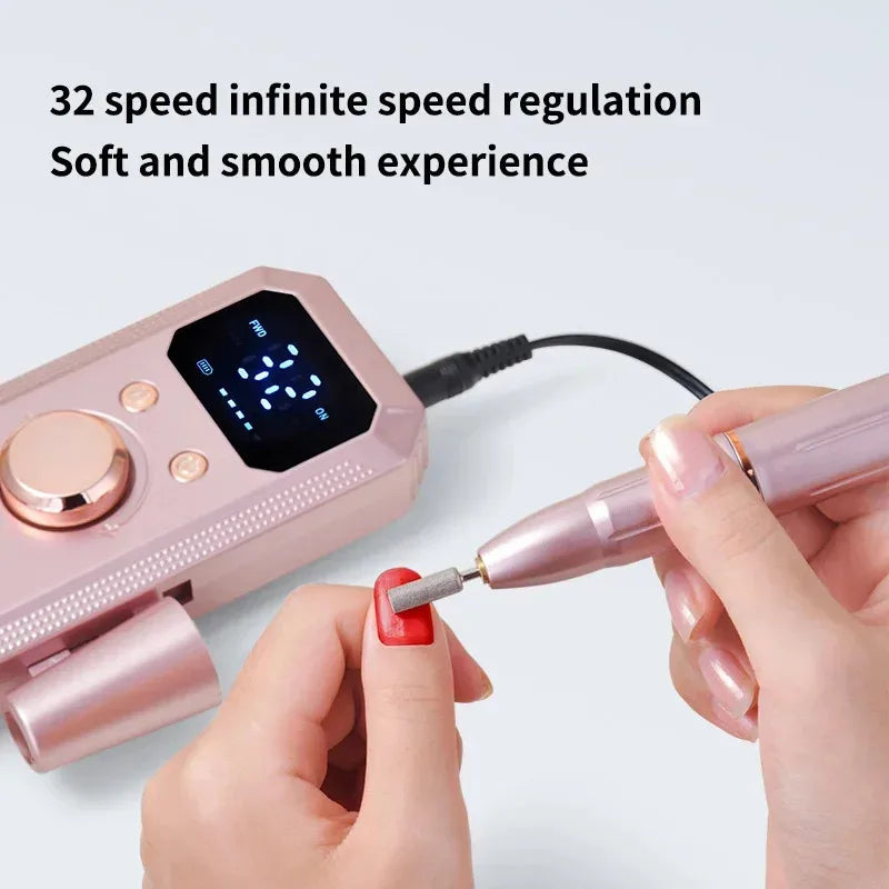 New Professional Electric Nail Art Drill Portable Electric File HD Display Multi Head Replaceable Nail Art Lathe Grinder