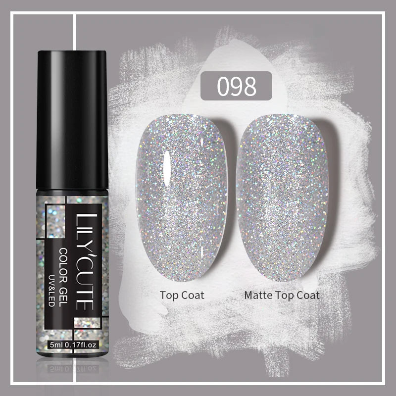 LILYCUTE 5ml Super-Bright Mirror Metallic Liner Gel Nail Polish Gold Silver French Style Drawing Stripe Nail Art Graffiti UV Gel
