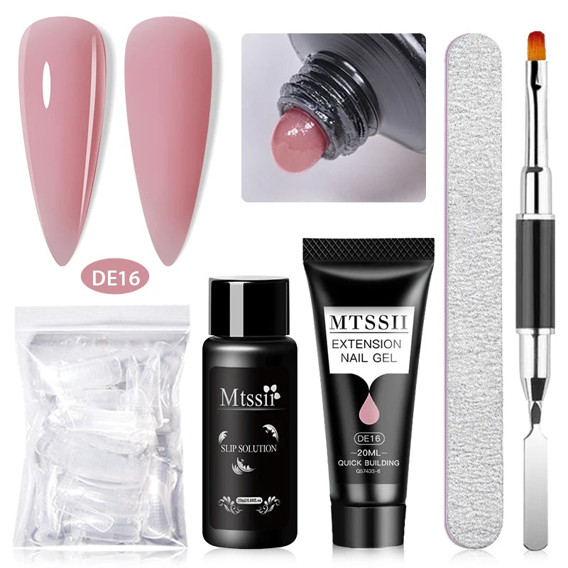 MTSSII 20m Extension Nail Gel Set Manicure Set Finger Quick Buliding Extension Gel Nail Polish Kit Soak Off UV Gel LED Nail Art