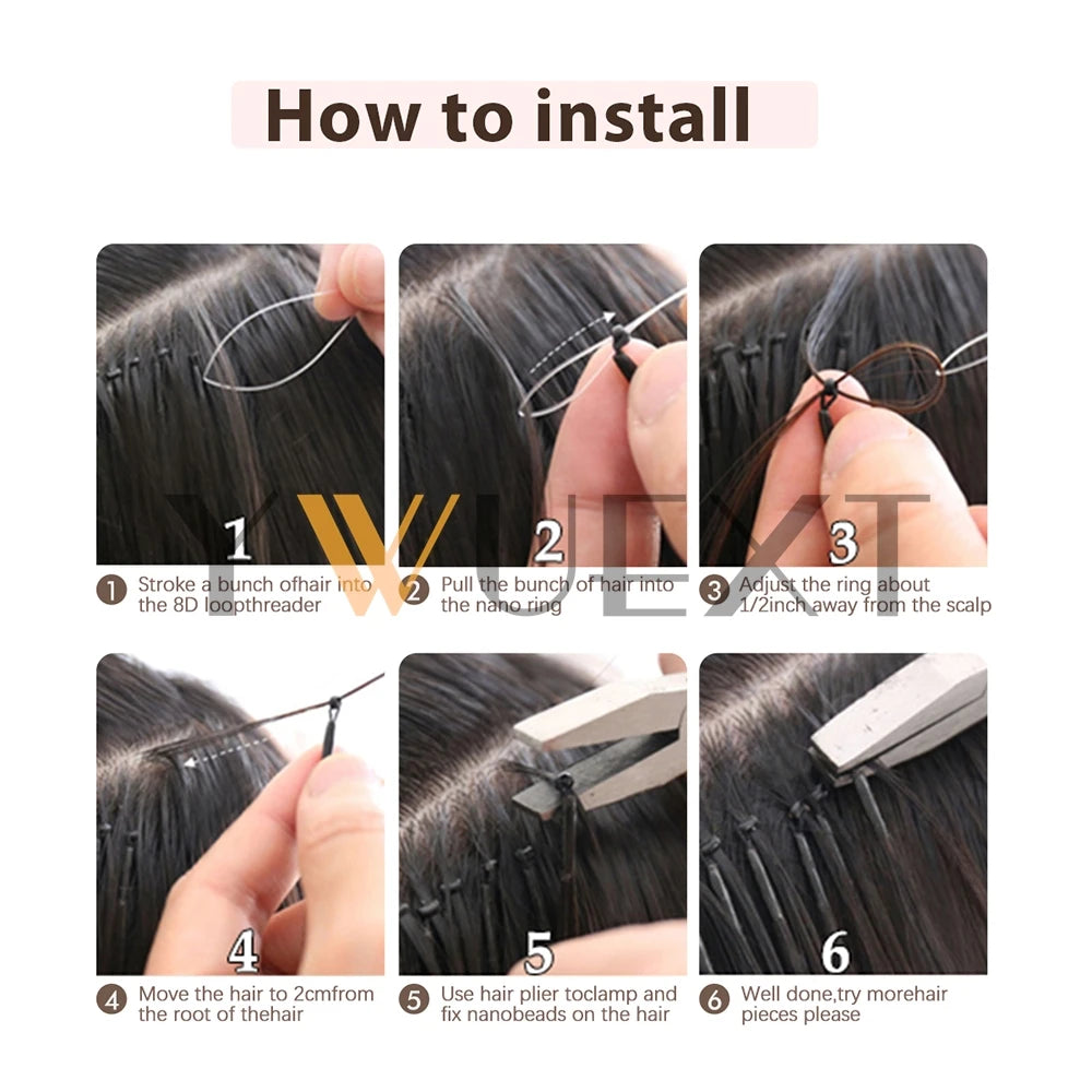 8D Human Hair Extensions Blonde 12"-24" Nano Ring Link Extensions 0.6g/s Machine Remy Human Microlink Beads Hair 30g/pack