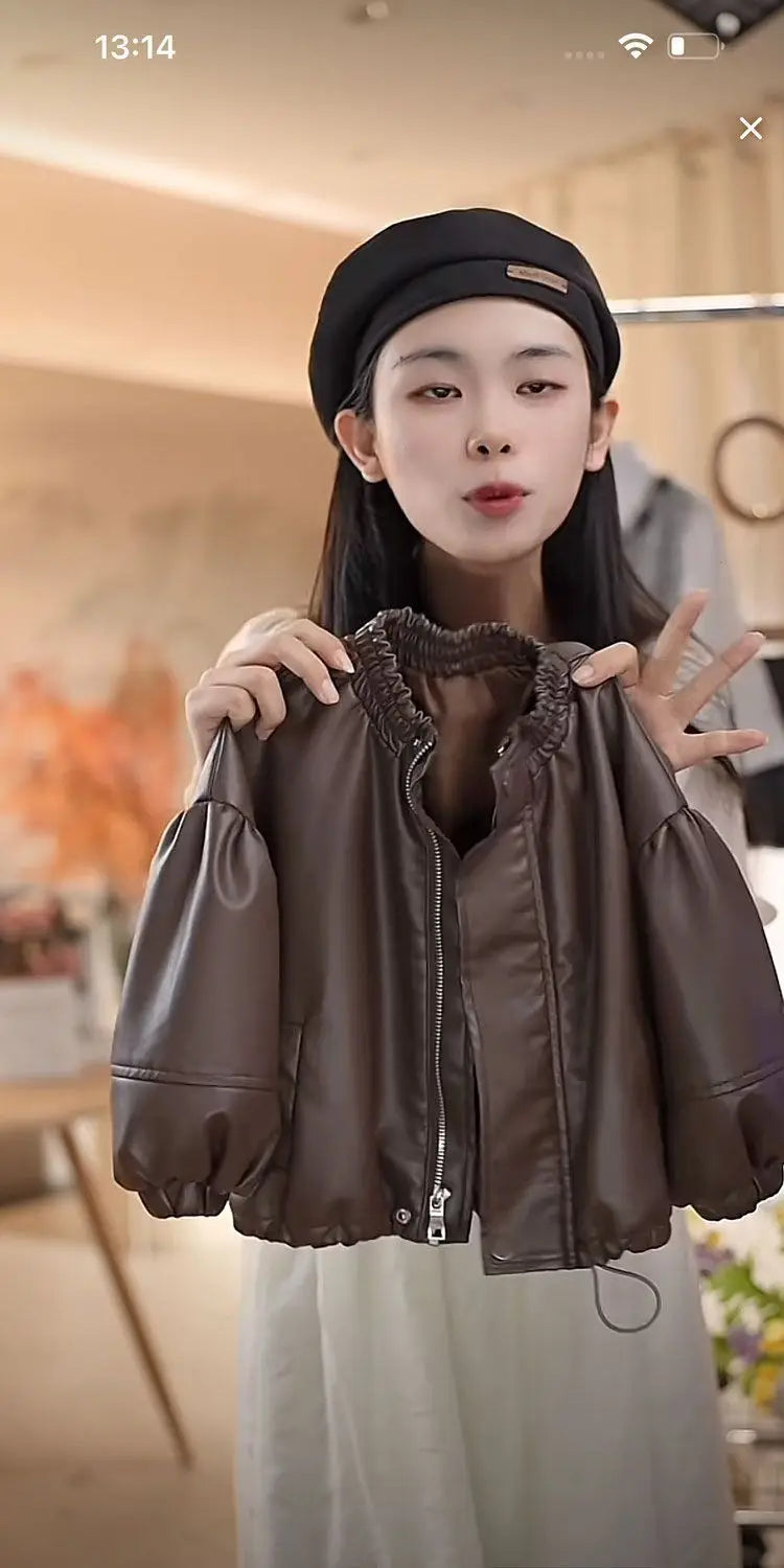 1-10Years Toddler Baby PU Leather Jacket for Girls Boys Autumn Outwear Coat Kids Casual Jackets in Brown